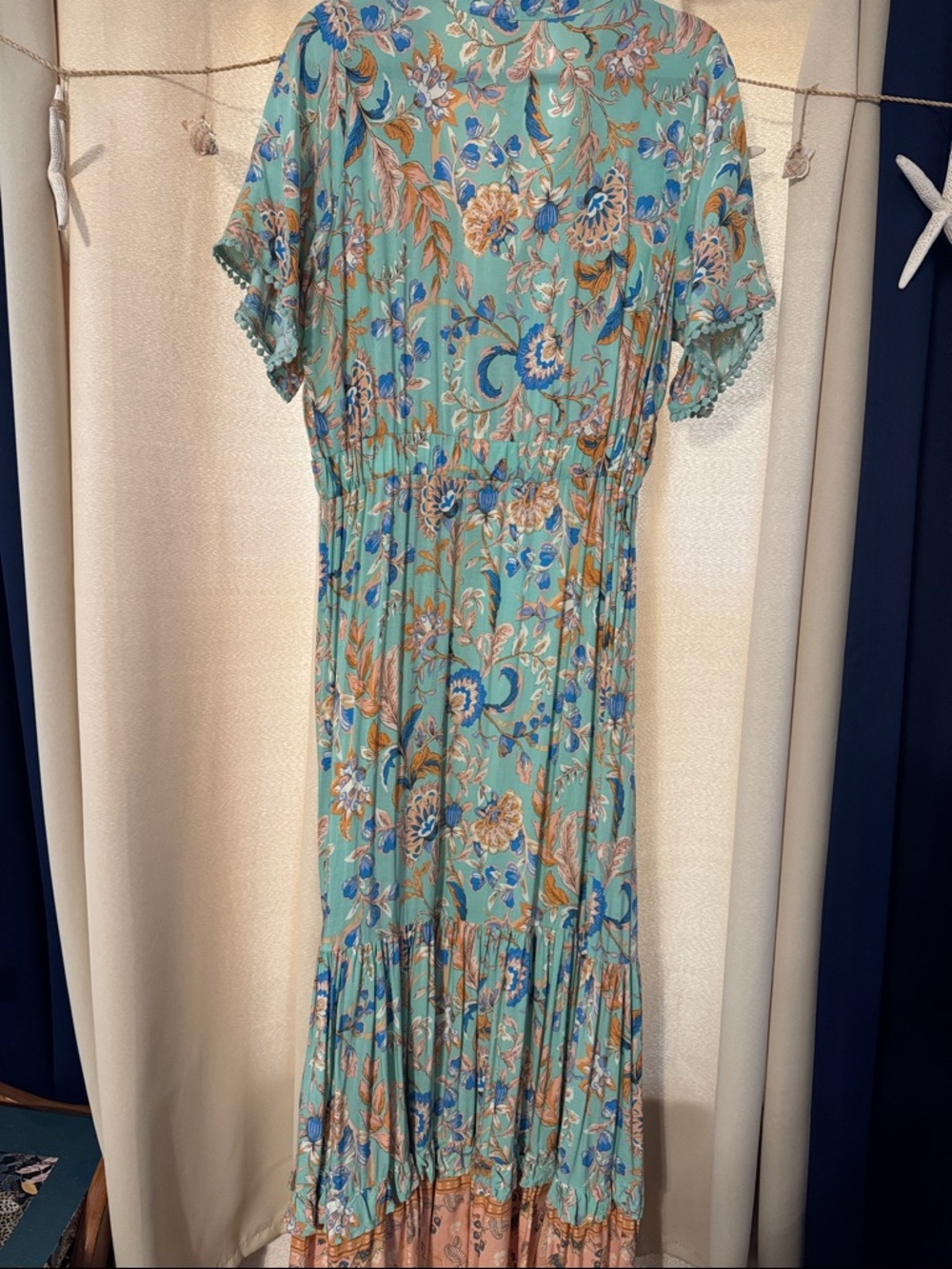 Floral Teal Maxi Dress - Lightweight Summer Style - Picture 3 of 5
